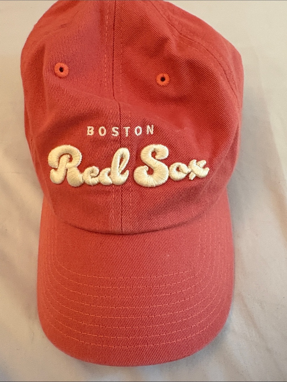 Urban Outfitters Coral Red 'Red Sox' Embroidered Cap